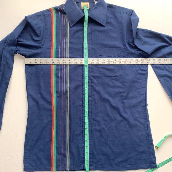 Vintage 70s sport shirt w color stripe down front - Picture 5 of 9